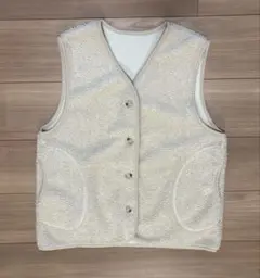 ボアベスト　裏フリース レディース　L スクロール　生協　オフホワイト