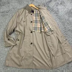【美品】バーバリーロンドン ノバチェック ステンカラーコート ベージュ L