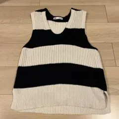 ZARA ストライプ ニットベスト EUR S