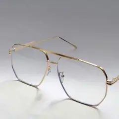 【新品未使用】ツーブリッジ★ダブルブリッジ★ビッグシェイプ★スクエア★ゴールド