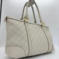 SALE【GUCCI】シマ レザー ハンドバッグ ホースビット アイボリー