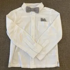 Tartine et Chocolat ホワイト ボウタイ付フォーマル長袖シャツ