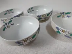 陶器製茶碗4個セット 花柄