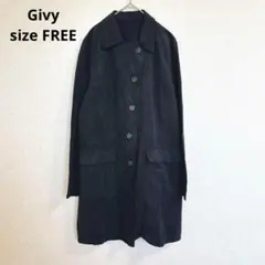 【ギビー】チェスターコート 人口皮革 シンプル 綺麗め カジュアル ブラック