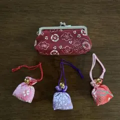 和装　印鑑入れと3種の巾着根付け