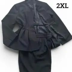 ルイルエブティック 3L 洗える ノーカラーパンツスーツ 黒 通勤　セレモニー