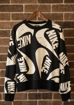 【希少】NIKE 総柄 ビッグスウッシュ オーバーサイズ スウェット 黒 XL