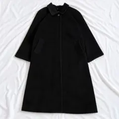 ✨美品✨アンゴラ混 ウールロングコート 13号 黒 モード レトロ フォーマル