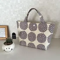北欧 サークルフラワー 白グレー トートバッグ ミニトート ランチバッグ