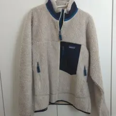 patagonia フリースジャケット ハーフジップ クリーム/ネイビー