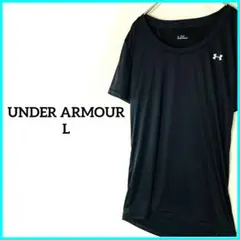 【古着】アンダーアーマー　半袖ランニングTシャツ　メッシュ　L　ブラック