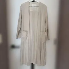 グレースクラスベージュ ロングスプリングコート リネン風