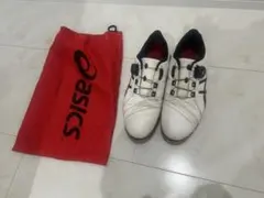 ASICS ゴルフシューズ ホワイト/レッド 収納袋付き
