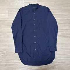 【美品】COMME CA ISM ネイビー バンドカラーシャツ