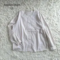 Aquascutum アクアスキュータム 襟フリル長袖ブラウス 大きめサイズ
