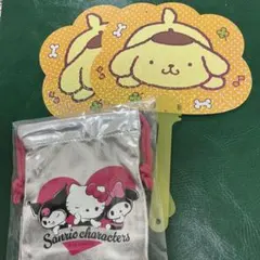 サンリオ　ミニ巾着　うちわ　ノベルティ
