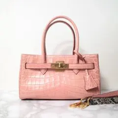 【美品】ココセリュックスゴールド クロコ型押し 2WAYハンドバッグ ショルダーのサムネイル