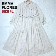 エマフローレス ドット ボウタイ アシンメトリー 半袖 ワンピース 大きいサイズ