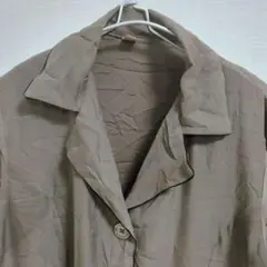 ロング シャツワンピース ブラウン 茶色 長袖 海外古着 一点物