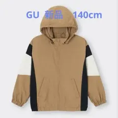 新品☆☆GU キッズ　カラーブロック フーディブルゾン　ナイロンジャケット