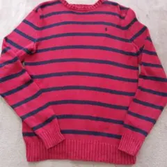 Polo by Ralph Lauren 赤黒ストライプセーター M