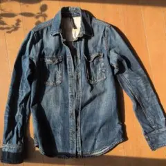 デニムシャツ 長袖 XS インディゴブルー