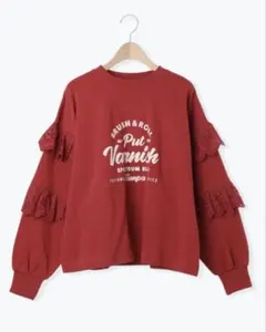 Samansa Mos2 サマンサモスモス 袖フリル切替えスウェット　ボルドー