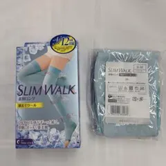 【新品】SLIM WALK 美脚ロング 着圧ソックス S-M水色のサムネイル