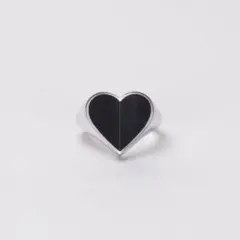 マユ MAYU ハート型シルバーリング オニキス ブラック 9号