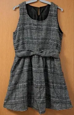 アベイル　ブラック　チェック　リボン　ワンピ