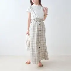 麻風チェックキャミジャンパースカート