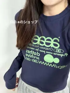 aeae ネイビー クロップドTシャツ 長袖S