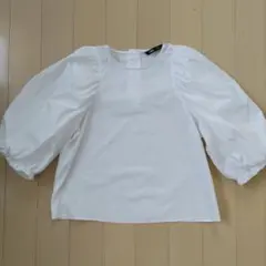 ZARA ホワイト バルーンスリーブ ブラウス XS