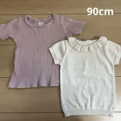ベビー　キッズ　トップス　2枚セット　90 ピンク　夏服