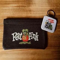 Rat Finkプリント黒コインケース＆キーホルダーセット