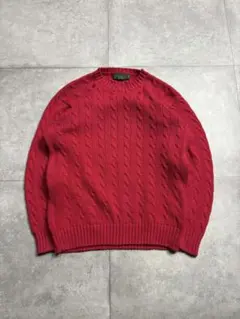 90s JCREW ジェイクルー コットン デザイン ケーブルニット 無地