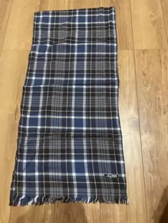 ARA ウール100% チェック柄マフラー ブルー