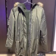 オリーブグリーン ファー付きモッズコート