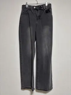 【古着】SHIENダークグレー ハイウエスト ストレートジーンズ