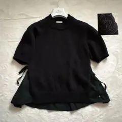 美品✨MONCLER　モンクレール　近年モデル　異素材MIXハイネック半袖ニットのサムネイル