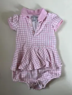 Ralph Lauren ピンクチェックロンパース 9M