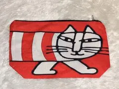【新品】リサラーソン 猫柄 ポーチ レッド 赤 麻(ジュート)風生地のサムネイル
