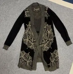 Desigual★ゴールドラメ入り×マンダラ柄ロングカーディガン