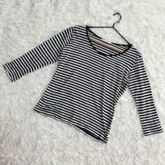 LOWRYS FARM✨良品　tシャツ 七分袖 ボーダー　ラウンドネック　（M）