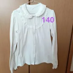 ホワイト レース付き長袖シャツ