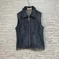 アンドレルチアーノ✨デニム風ジップベスト Mサイズ 綿100％