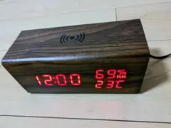 木目調デジタル時計 温度湿度表示（ニトリ）