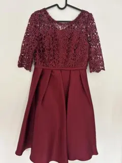 バーガンディ レースパーティードレス