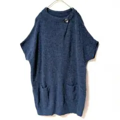 flapss 半袖ニット セーター チュニック ネイビー オーバーサイズ