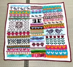 ★カラフル編み込みマルチカバー★手編み★ブランケット